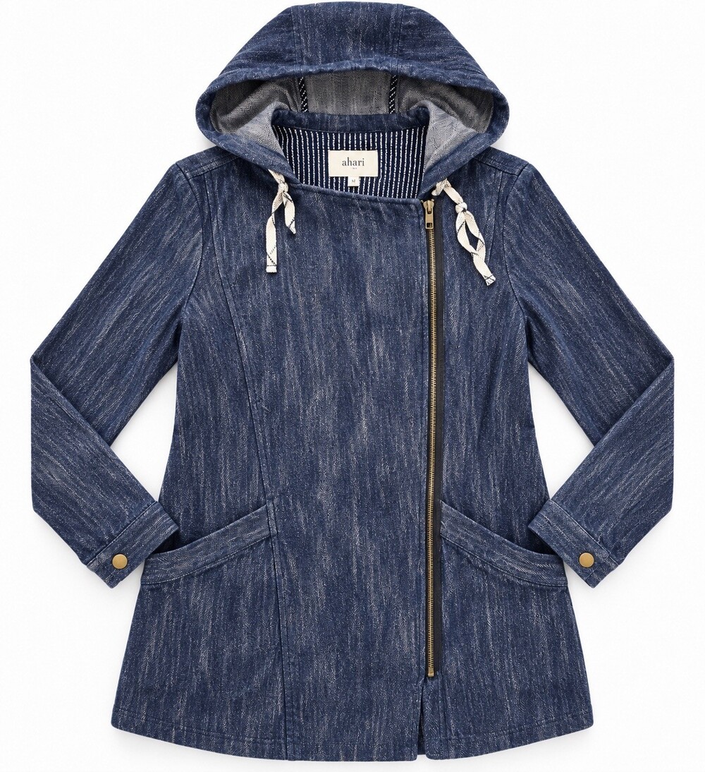 Cabi Love Carol Collection Hooded Asymmetrical Zip Jacket Women’s Large Blue